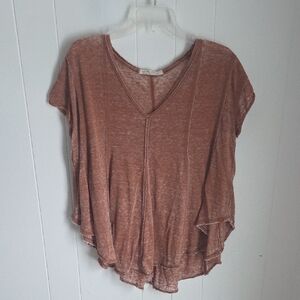 We The Free Washed Rust V-Neck Tunic Top